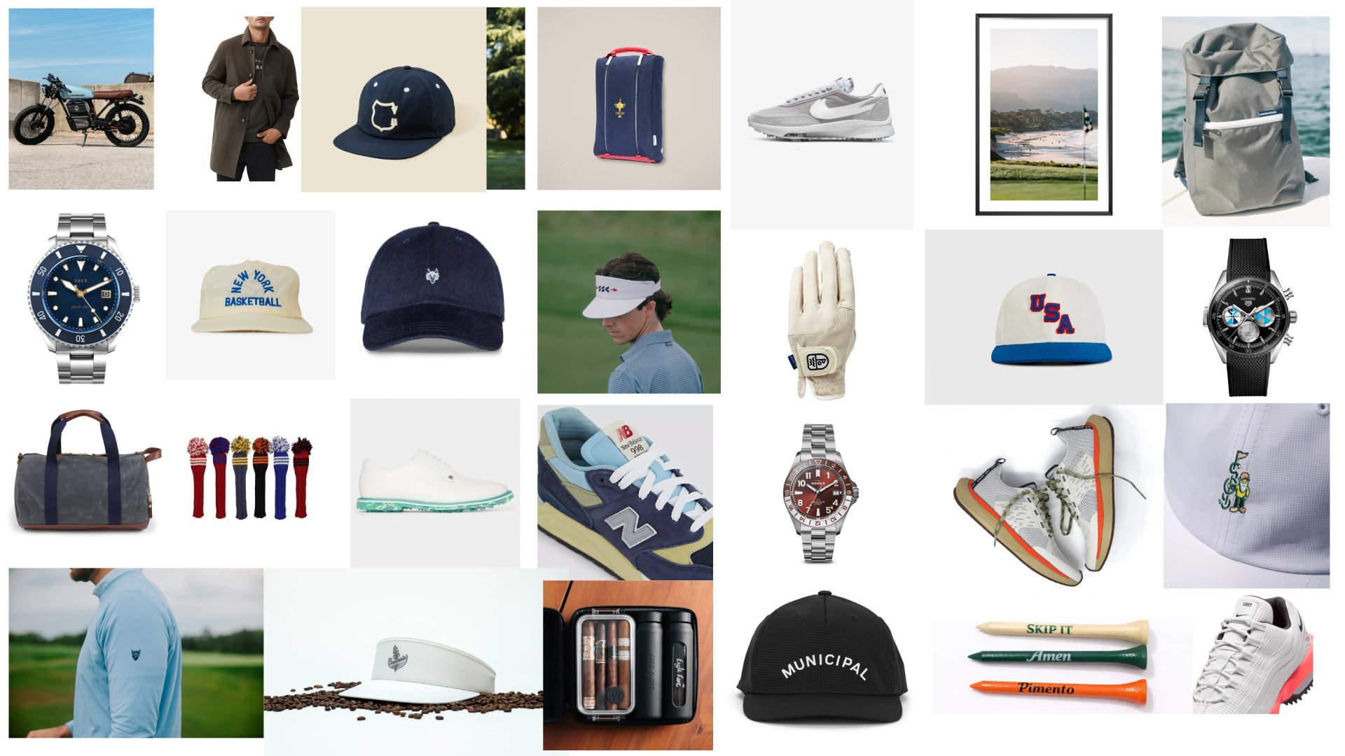 Clever The Optimist — a curated grid of men's style, golf gear, watches, and accessories